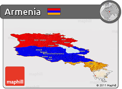 Flag Panoramic Map of Armenia, flag centered
