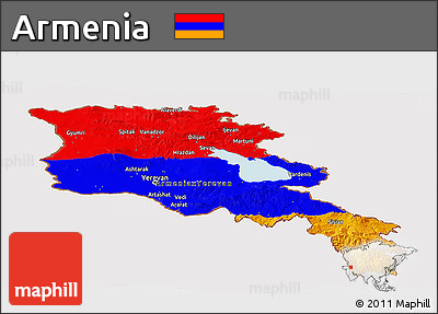 Flag Panoramic Map of Armenia, flag centered