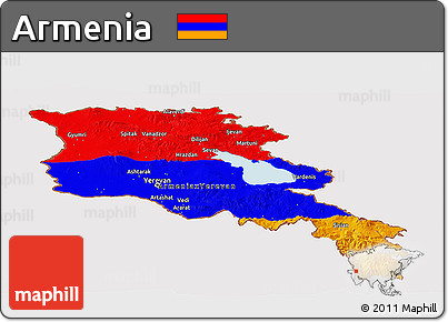 Flag Panoramic Map of Armenia, flag centered