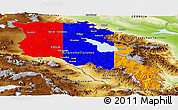 Flag Panoramic Map of Armenia, physical outside, flag rotated