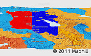 Flag Panoramic Map of Armenia, political outside, flag rotated