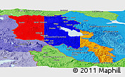Flag Panoramic Map of Armenia, political shades outside, flag rotated