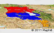 Flag Panoramic Map of Armenia, satellite outside, flag centered