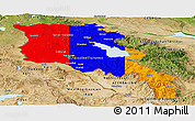 Flag Panoramic Map of Armenia, satellite outside, flag rotated