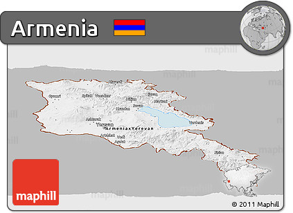 Gray Panoramic Map of Armenia, single color outside