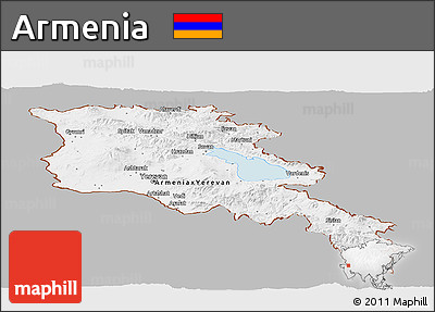 Gray Panoramic Map of Armenia, single color outside