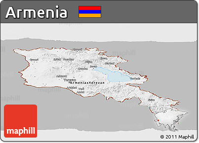 Gray Panoramic Map of Armenia, single color outside