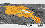 Political Panoramic Map of Armenia, darken, desaturated