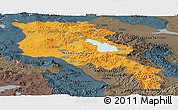 Political Panoramic Map of Armenia, darken, semi-desaturated