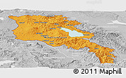 Political Panoramic Map of Armenia, lighten, desaturated