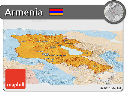 Political Panoramic Map of Armenia, lighten