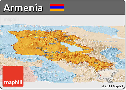 Political Panoramic Map of Armenia, lighten