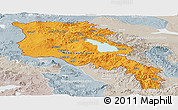 Political Panoramic Map of Armenia, lighten, semi-desaturated