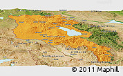 Political Panoramic Map of Armenia, satellite outside