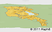 Savanna Style Panoramic Map of Armenia, single color outside