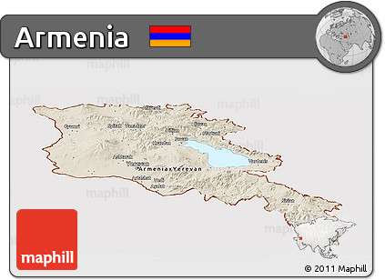 Shaded Relief Panoramic Map of Armenia, cropped outside
