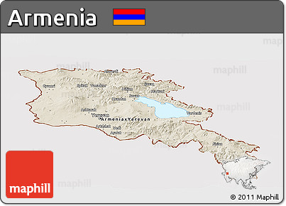 Shaded Relief Panoramic Map of Armenia, cropped outside