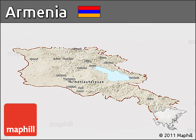 Shaded Relief Panoramic Map of Armenia, cropped outside