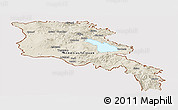 Shaded Relief Panoramic Map of Armenia, cropped outside