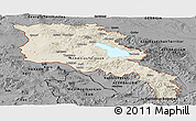 Shaded Relief Panoramic Map of Armenia, darken, desaturated