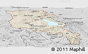 Shaded Relief Panoramic Map of Armenia, desaturated