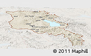 Shaded Relief Panoramic Map of Armenia, lighten