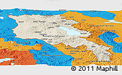 Shaded Relief Panoramic Map of Armenia, political outside