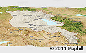 Shaded Relief Panoramic Map of Armenia, satellite outside