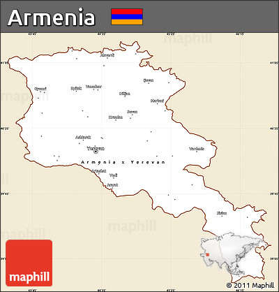 Classic Style Simple Map of Armenia, single color outside