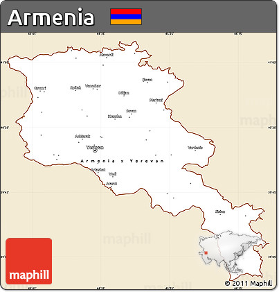 Classic Style Simple Map of Armenia, single color outside