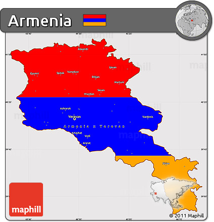 Flag Simple Map of Armenia, flag centered