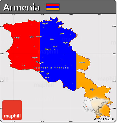 Flag Simple Map of Armenia, flag rotated