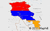 Flag Simple Map of Armenia, single color outside, borders and labels, flag centered