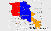 Flag Simple Map of Armenia, single color outside, borders and labels, flag rotated