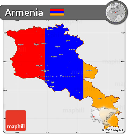 Flag Simple Map of Armenia, single color outside, flag rotated