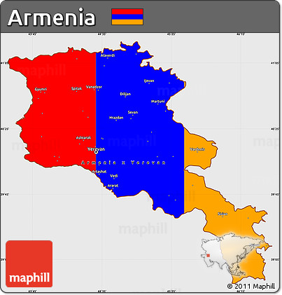 Flag Simple Map of Armenia, single color outside, flag rotated