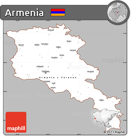 Gray Simple Map of Armenia, cropped outside