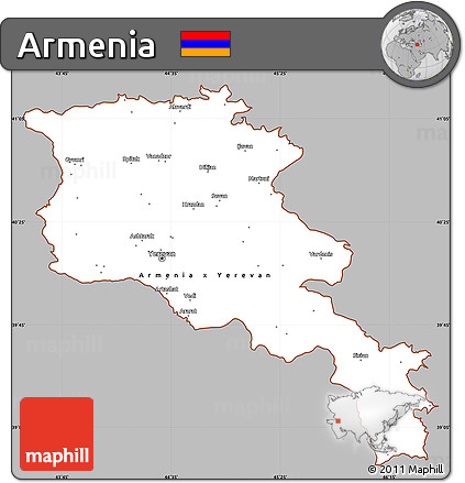 Gray Simple Map of Armenia, single color outside