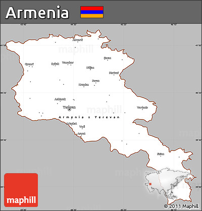 Gray Simple Map of Armenia, single color outside