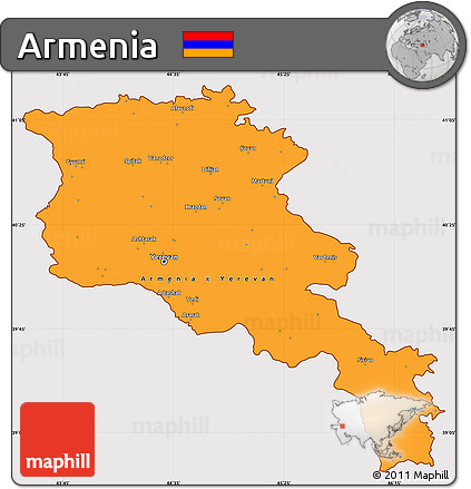 Political Simple Map of Armenia, cropped outside