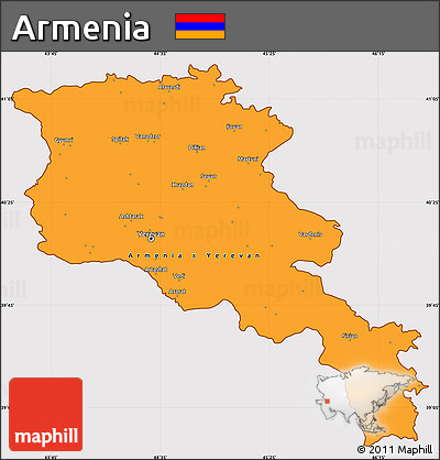 Political Simple Map of Armenia, cropped outside