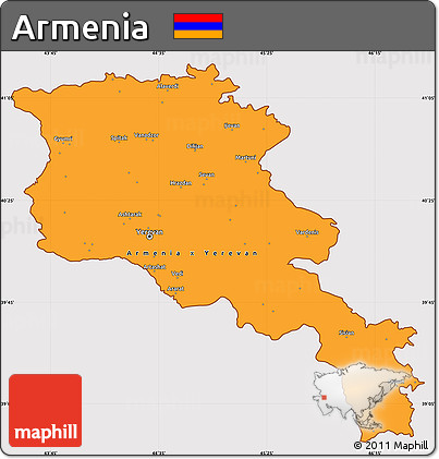Political Simple Map of Armenia, cropped outside