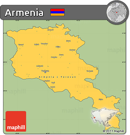 Savanna Style Simple Map of Armenia, cropped outside