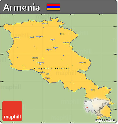 Savanna Style Simple Map of Armenia, cropped outside