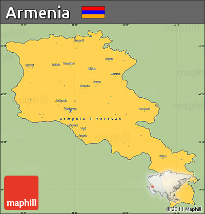 Savanna Style Simple Map of Armenia, cropped outside