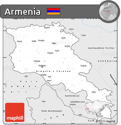 Silver Style Simple Map of Armenia