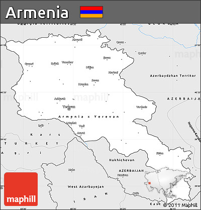 Silver Style Simple Map of Armenia