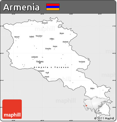 Silver Style Simple Map of Armenia, single color outside
