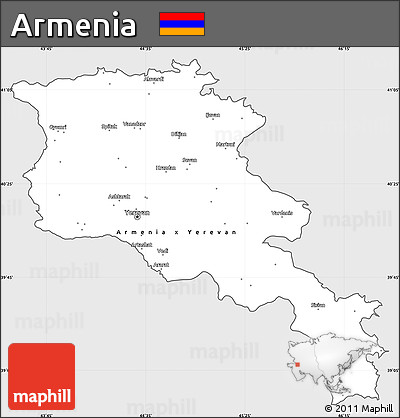 Silver Style Simple Map of Armenia, single color outside