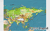 Physical 3D Map of Asia, satellite outside